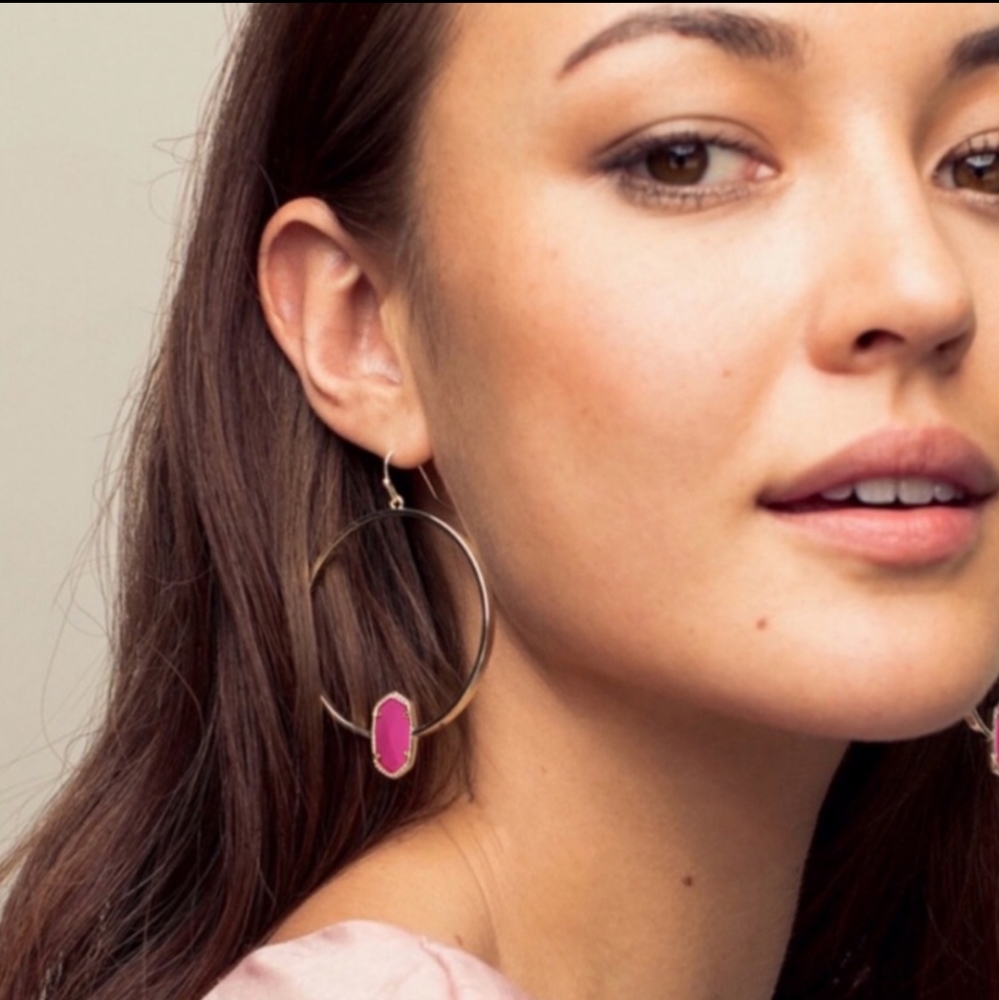 NWOT Kendra Scott Elora Gold Magenta Earrings New - Picture 2 of 9